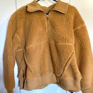 joy lab brown teddy bear jacket women’s size Large